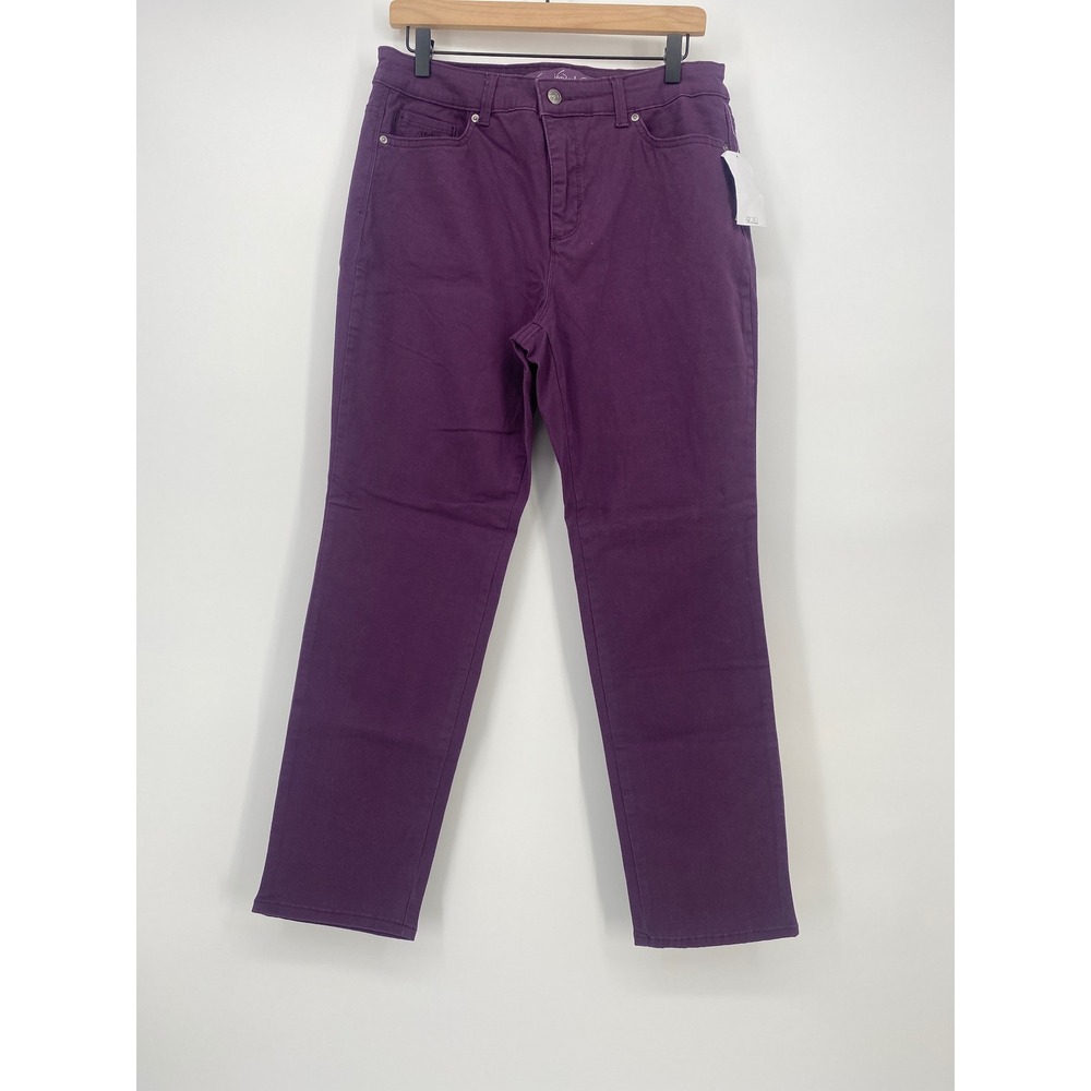 Gloria Vanderbilt Amanda 2.0 Pants 10S Purple Blackberry Wine Slim Leg NWT